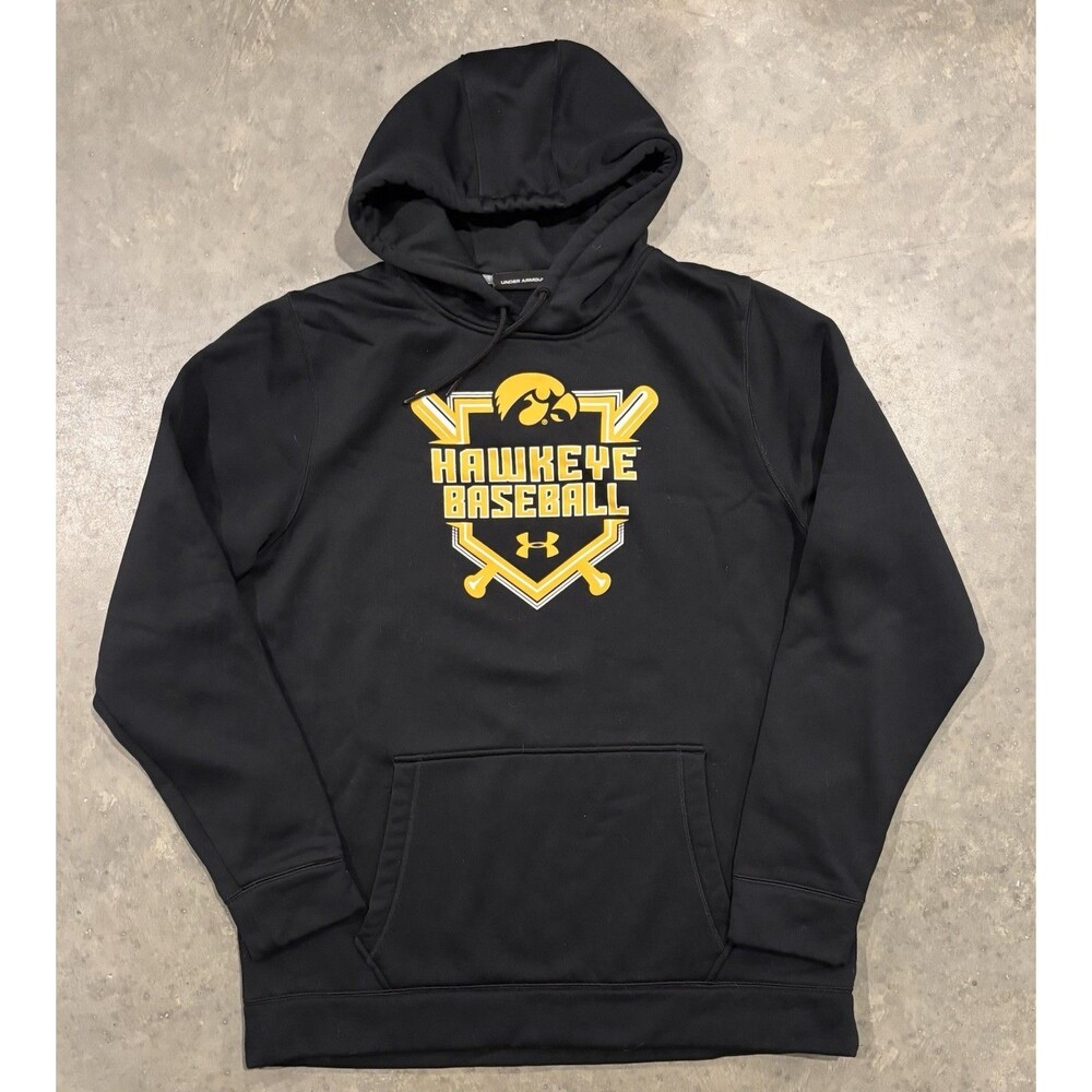 Iowa Hawkeyes Under Armour Baseball Hoodie Sweatshirt Men's XL Black & Gold